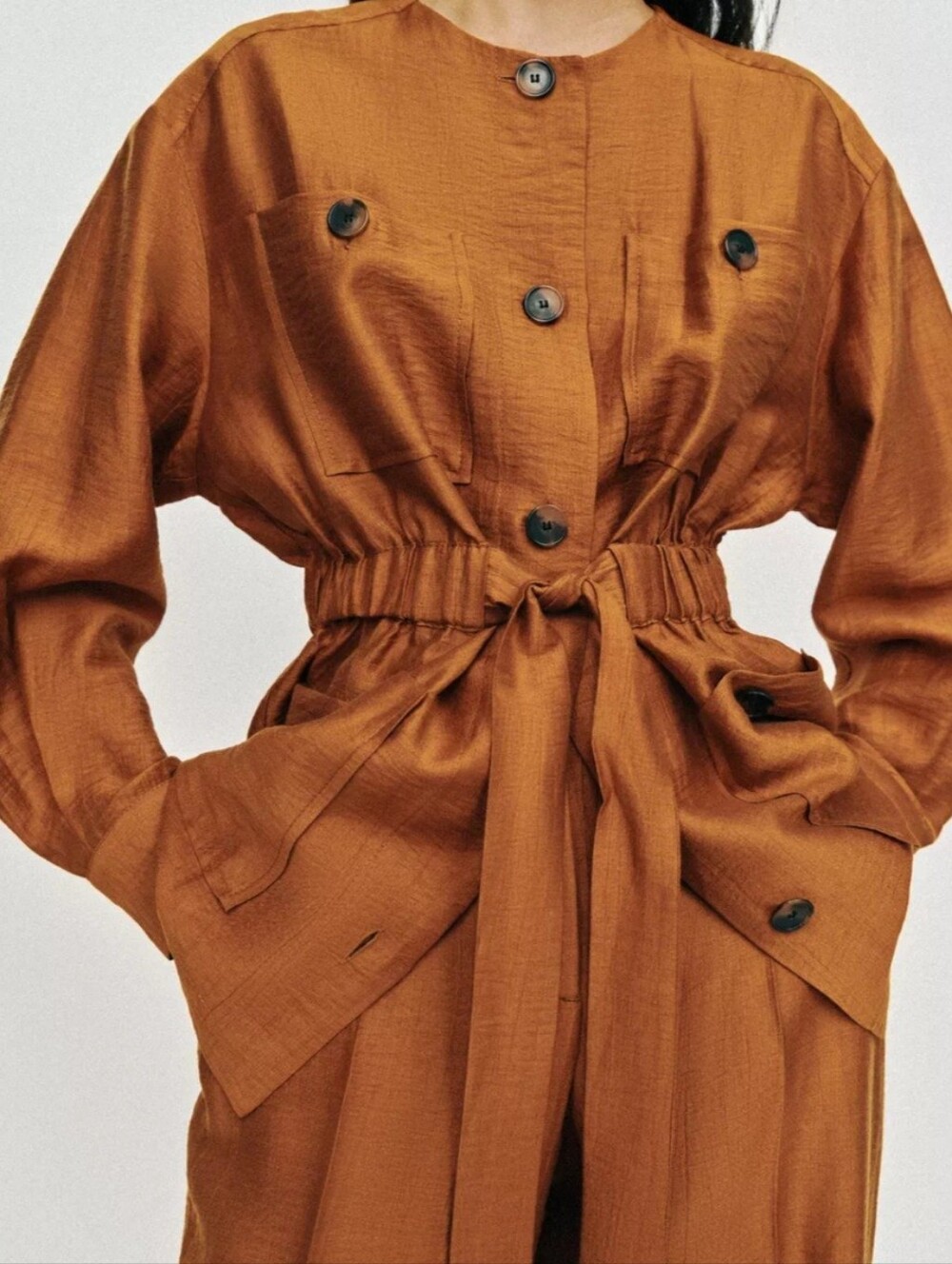 Zara Women's Belted Button-Front Jacket in Rust Size Xs AND  M